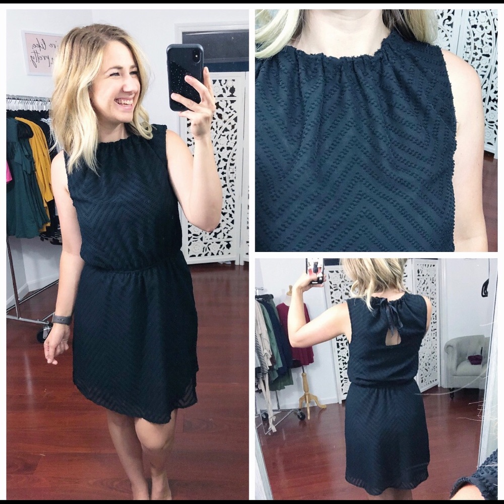 Black (Lined) textured dress